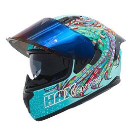 HAX Obsidian Full Face Dual Visor Adult Motorcycle Helmet for Motorbike Street Bike with Pinlock Ready DOT Approved SLAYER TURQUOISE XXL