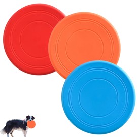Syylqyr 3 Pcs Dog Frisbee, Durable Rubber Chew Resistant Frisbee Dog Toy Dog Training Toys for Stress Relief and Outdoor Play, Interactive Fetch Flying Disc for Park Beach Backyard Fun