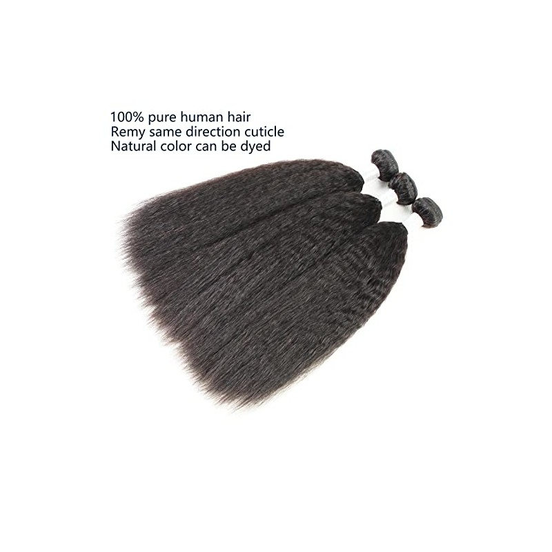 100% Cabello Humano Rizado Recto Paquetes Tejer Yaki Recto 3