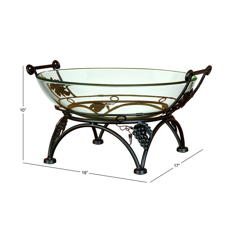 Deco 79 Tempered Glass Kitchen Serving Bowl with Copper Metal