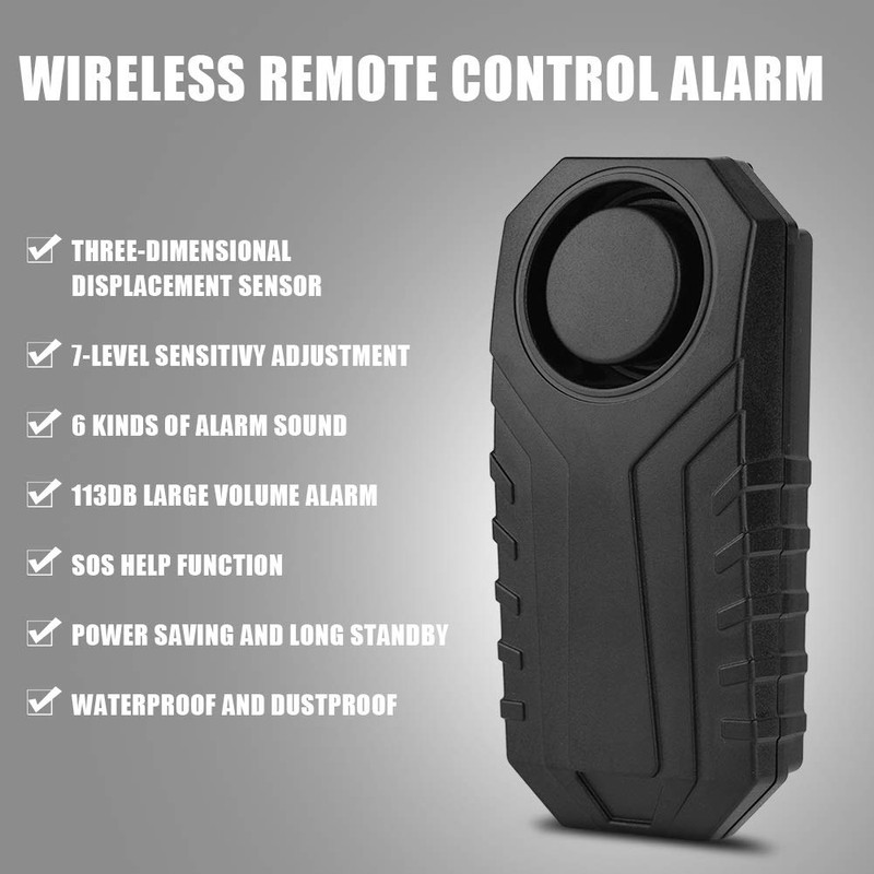 Wireless Bicycle Alarm Lock, Anti-Theft Burglar Wireless Alarm with Remote