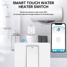 Acmerota Immersion Heater Timer Switch 20A WIFI Smart Water Heater Timer Switch 4000W Button Boiler Switch, Compatible for Google Home Alexa APP Control (45mm deep Box)