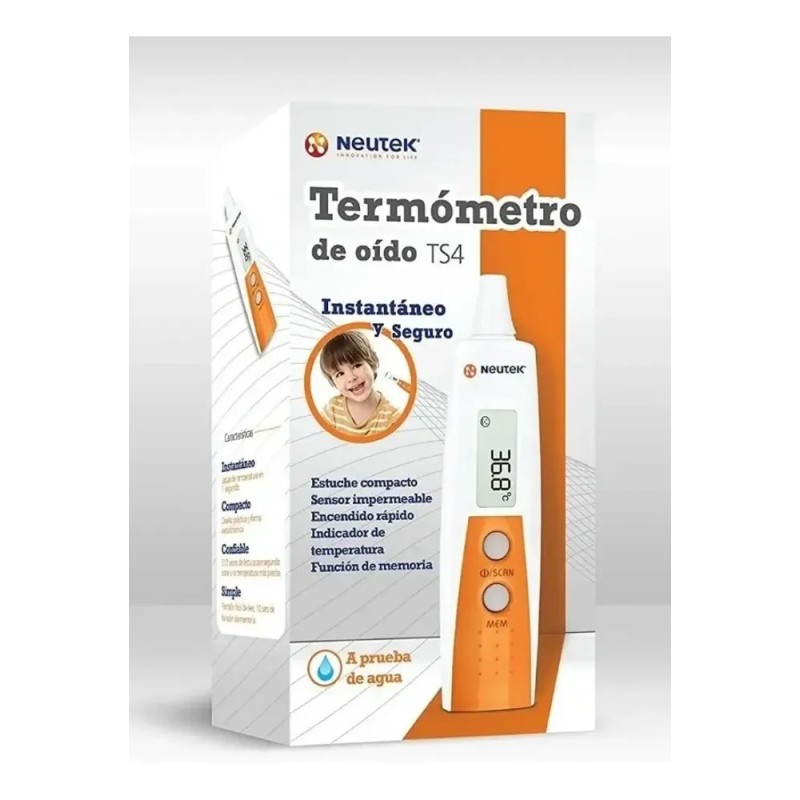 Termómetro Digital Oído Neutek TS-4 Medición Rápida 1s Pantalla LCD