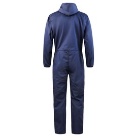 Yukirtiq Men's Long Sleeve Zip-Front Coverall Lightweight Work Coveralls Mechanic Overall Jumpsuit with Hood, Navy Blue, XL