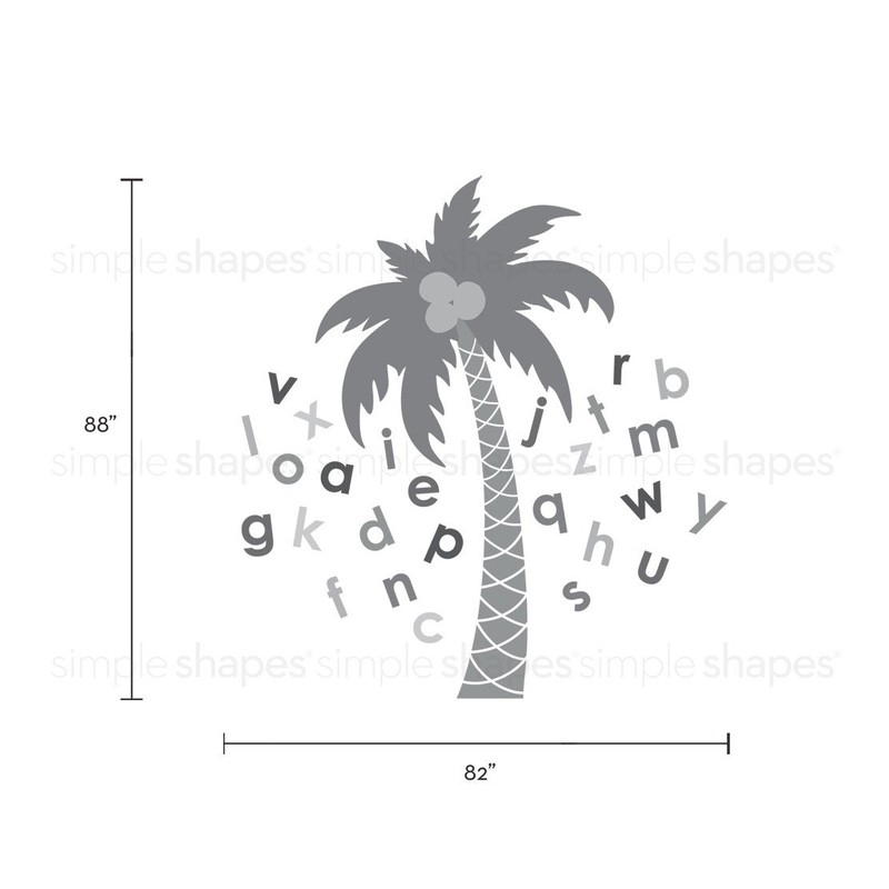 Simple Shapes Alphabet Palm Tree Wall Decal (Scheme C)