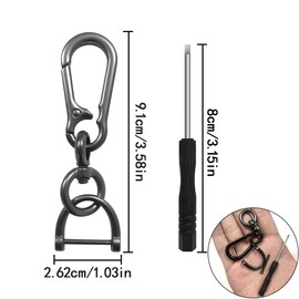 HAIKING Keychain for Car Keys, 2 Pcs Black Horseshoe Metal Keychain with screwdriver for Men, Women, Car (D-Ring)