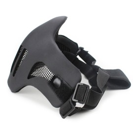 PHOENIX IKKI Leather 2 Band Anti-Fog Breathable Comfortable Steel Tactical Military Mesh Tactical Gear Face Guard Airsoft Equipment Black