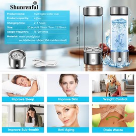 Hydrogen Water Bottle Generator 2025 Updated, Portable Hydrogen Water Ionizer Machine Rechargeable, Hydrogen Rich Water Glass Health Cup 420ml Gift for Friends/Women/Men/Mom/Father/Grandpa/Grandma