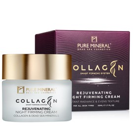 Pure Mineral - Firming and Regenerating Night Cream with Collagen - Dead Sea Minerals, Anti-Wrinkle, Rejuvenation - No Silicones, Sulphates, Parabens - 50 ml