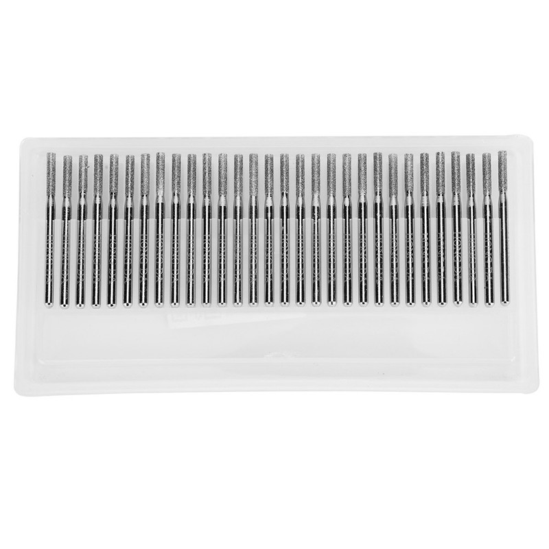 30pcs 2.5mm Cylinder Flat Diamond Bit Grinding Needle Power Grinder
