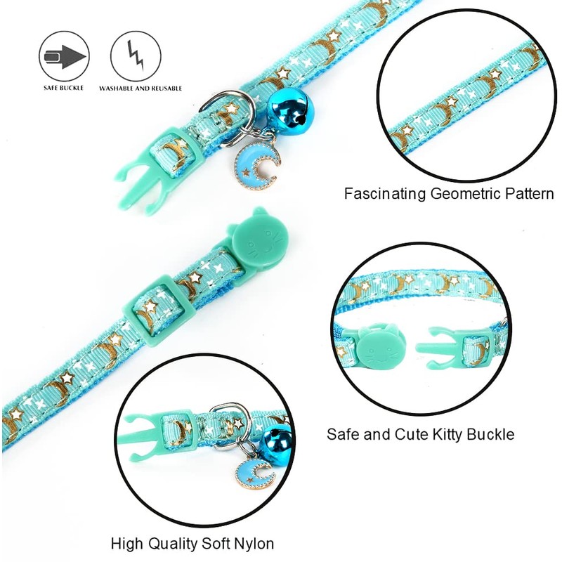 Yizepet Breakaway Cat Collar with Bell, 4 Pack Safety Adjustable