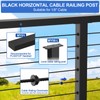 PLANTOP 35"x2"x2" Stainless Steel Cable Railing Post, Black Top Mount