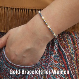 TORCHISTS Beaded Bracelets for Women, Classic Gold Plated and Shell Pearl Ankle Bracelet with Adjustable Slider, Dainty Boho Vintage Aesthetic, Trendy Jewelry