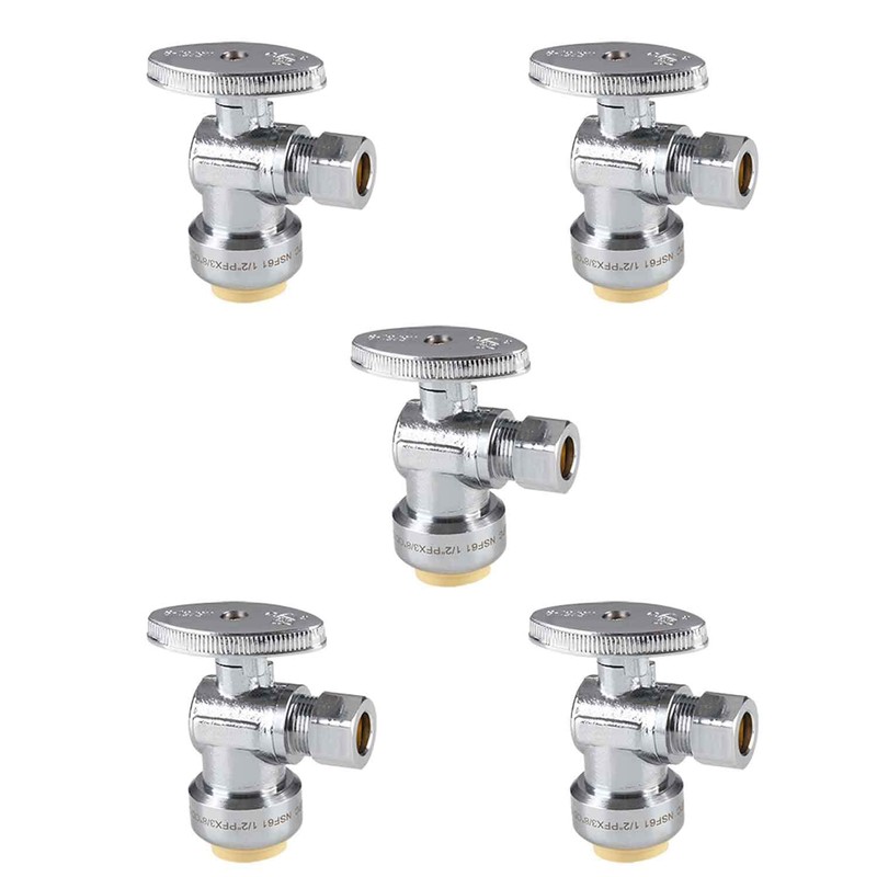 (Pack of 5) EFIELD Push Fit 1/4 Turn Angle Stop