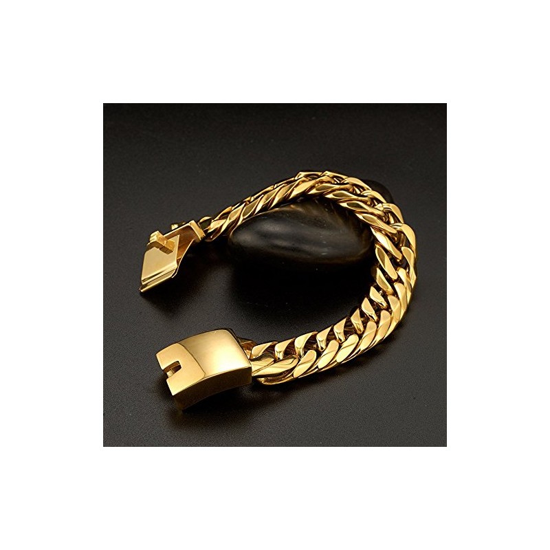 Jxlepe Miami Cuban Link Chain Bracelet 18K Gold 16mm Big