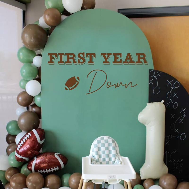 First Year Down Rugby Theme Birthday Party Backdrop Sticker, Baby's