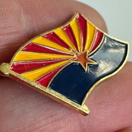 Arizona State Flag Waving Red-Gold Enamel Souvenir Lapel Pin Tie Tack