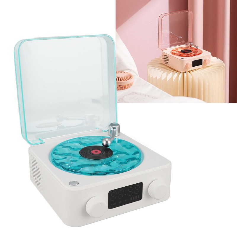 Annadue Turntable Style Speaker, Small 3-in-1 Multifunctional Stereo Speaker with