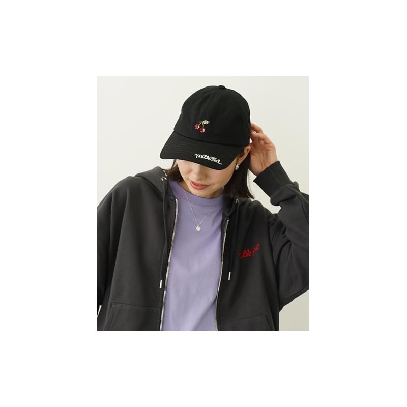 Milkfed RHINESTONE CHERRY CAP Women's Cap, Black, Free size