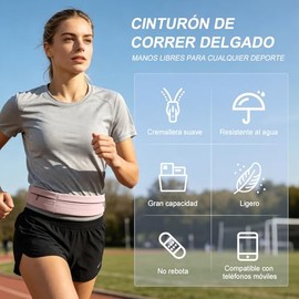 MOWE Cangurera para Correr : Running Belt con Botella de Agua 330ml, Impermeable Ajustables Riñonera Correr, Cangurera Deportiva para Mujer Hombre (Ro
