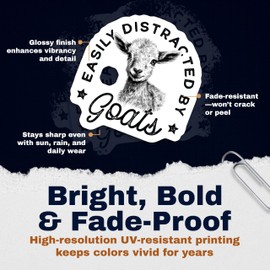 Goat Lover Sticker Sticker - Easily Distracted by Goats - Cute Goat Graphic - Animal Lover Gifts - Farmer's Market Decal - 2 Pack - 5" On Longest Side - PLDFS09308
