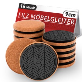 Felt Furniture Glides for Hardwood Floors, Furniture Glides for Heavy Furniture, Pack of 16 - 9 cm Super Felt Gliders for Furniture, Furniture Sliders, Move Your Furniture Easy and Safe