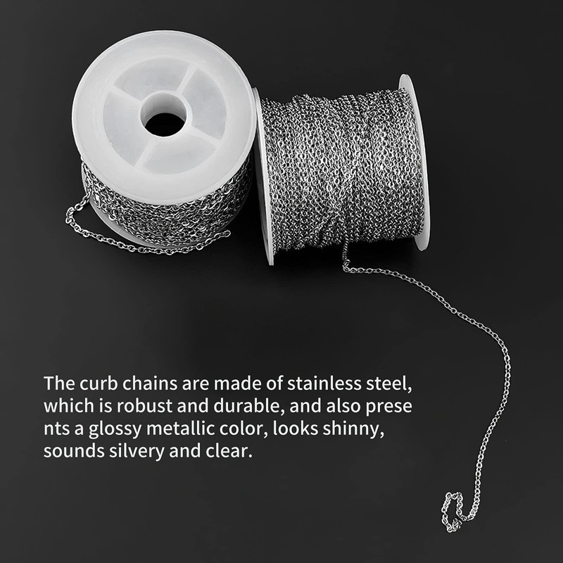 LEMLIT Chain for Jewellery Making - Stainless Steel 32.8FT 2mm
