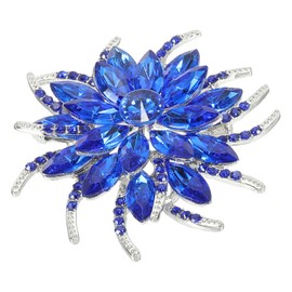 PATIKIL Rhinestone Flower Brooch Pin, Vintage Crystal Flower Lapel Pin for Women Wedding Party Birthday Dance Banquet Dress Clothes Hat Bag Decoration, Dark Blue