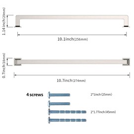 KNOKLOCK 10 Pack 10 Inch(256mm) Kitchen Cabinet Handles Brushed Satin Nickel Cabinet Pulls Kitchen Cabinet Hardware Drawer Pulls for Dresser Cupboard Wardrobe