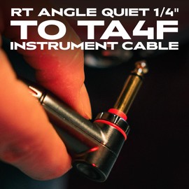 Cableworks by Gator Cases Headliner Series 3-Foot Right Angle 1/4" with Quiet Switch to TA4F Instrument Cable for Wireless Bodypack Transmitter, (GCWH-TA4F-3RAQT)