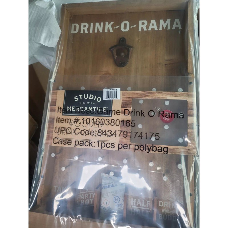 NEW Drink-O-Rama Bottle Opener Wooden Hanging Shot Plinko Party Game