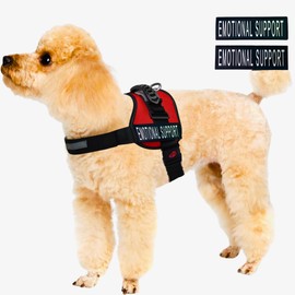 ALBCORP Emotional Support Dog Vest – Reflective Harness - Woven Polyester and Nylon, Comfy Mesh Padding - Sizes from XXS to XL – Service Dog Patches Included. Red, Small