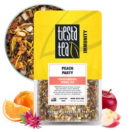 Tiesta Tea - Peach Party | Peach Hibiscus Herbal Tea | Premium Loose Leaf Tea Blend | Non-Caffeinated Fruit Tea | Make Hot or Iced & Up to 25 Cups | Made w/Natural Ingredients - 2oz Resealable Pouch