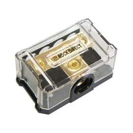 DB - Bloque de distribución de energía de 4 vías, calibre 0/2/4 AWG, salida de calibre 4/8/10, distribución de amplificador estéreo de audio para automóvil, bloque distribuidor de tierra para divisor