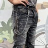 Ahiller 25インチ ステンレススチール ウォレットチェーン&キーチェーン 合金ダブルロックカラビナクリップ付き パンクスタイルメタルデザイン オートバイライダー、バイカーギア、財布アクセサリー用 (BK-シルバー)