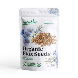 Food to Live Organic Brown Flax Seeds, 5 Pounds – Whole Raw Flaxseeds, Non-GMO, Unroasted, Dried, Kosher, Vegan. Rich in Omega-3 Fatty Acids, and Dietary Fiber. Perfect for Salads, and Baked Goods.