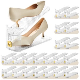 MOVDEET 20 Pack Shoe Slots Organizer,Adjustable Shoe Stackers for a Pair of Shoes Double Deck Shoe Rack Holder for Closet