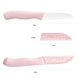 WWZJ 6 Pack Pink Paring Knives with Cover, Lightweight Ceramic Blades for Fruits and Vegetables