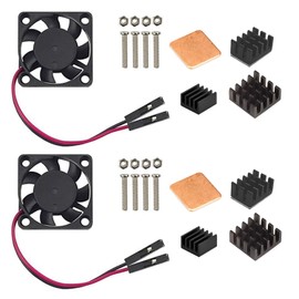 Easycargo Raspberry Pi 4 Heatsink Fan Kit, Cooler Fan Heatsink Set for Cooling Raspberry Pi 4B, 3B+, 3B, Pi 2, Pi Model B+ (Black 2 Pack)