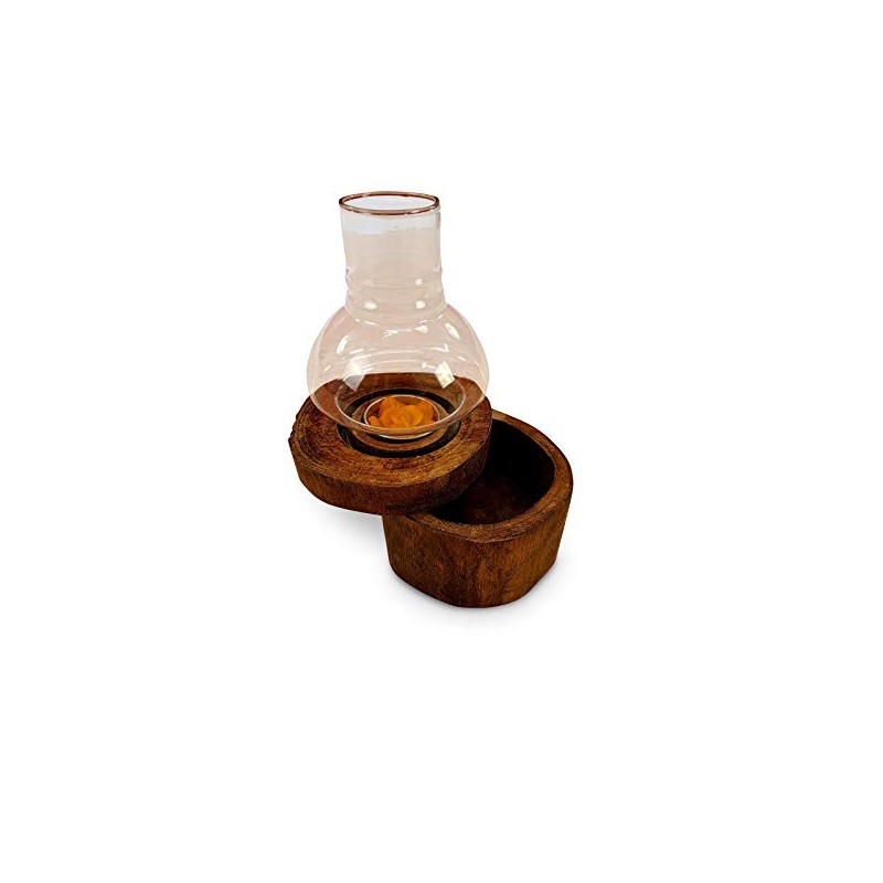 Kinaree Wooden Lantern with Tin - 17 cm Wooden Lantern