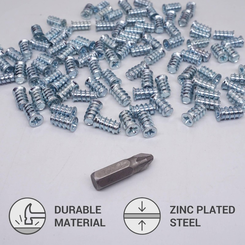 SKIR'CO (Pack of 100) Zinc Plated Euro Screws 5.8 x
