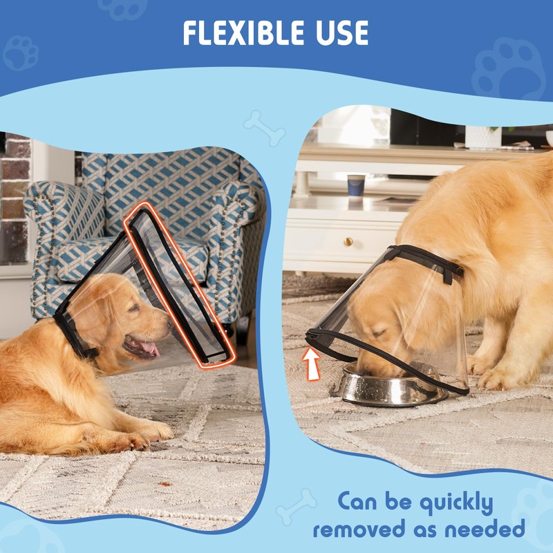 Didopet Didopet Dog Cone, Transparent Recovery Collar for Large Medium