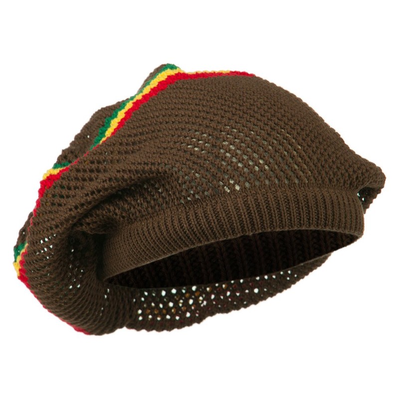 Mesh Rasta Deep Shell Beanie - Brown OSFM