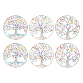 OUDQFCJ Window Stickers for Bird Strikes, Anti-Collision Stickers, Stop Birds Flying in Windows (Tree of Life, 6 Pack)
