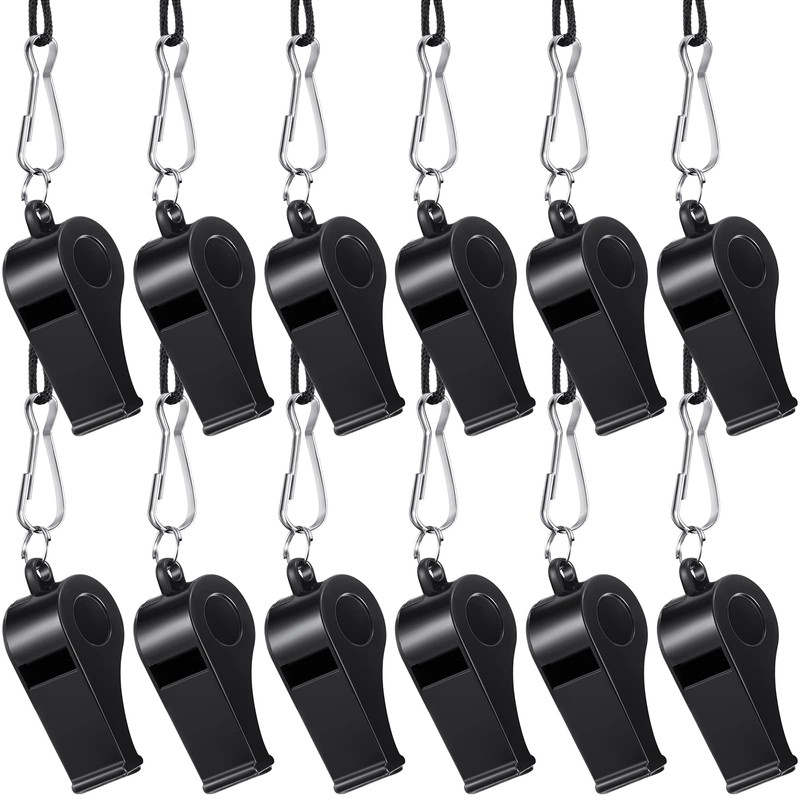 Frienda Black Lanyard Plastic Whistles Referees Fans Cheer Student Whistles