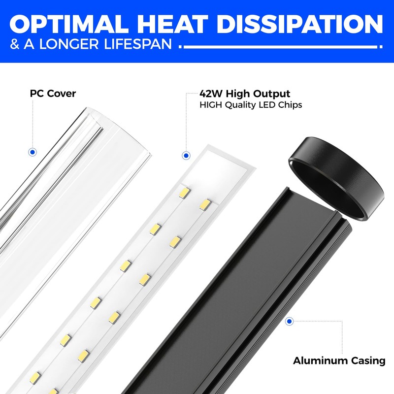 Barrina Vertical Grow Light T10, 42W 5000K, Full Spectrum LED