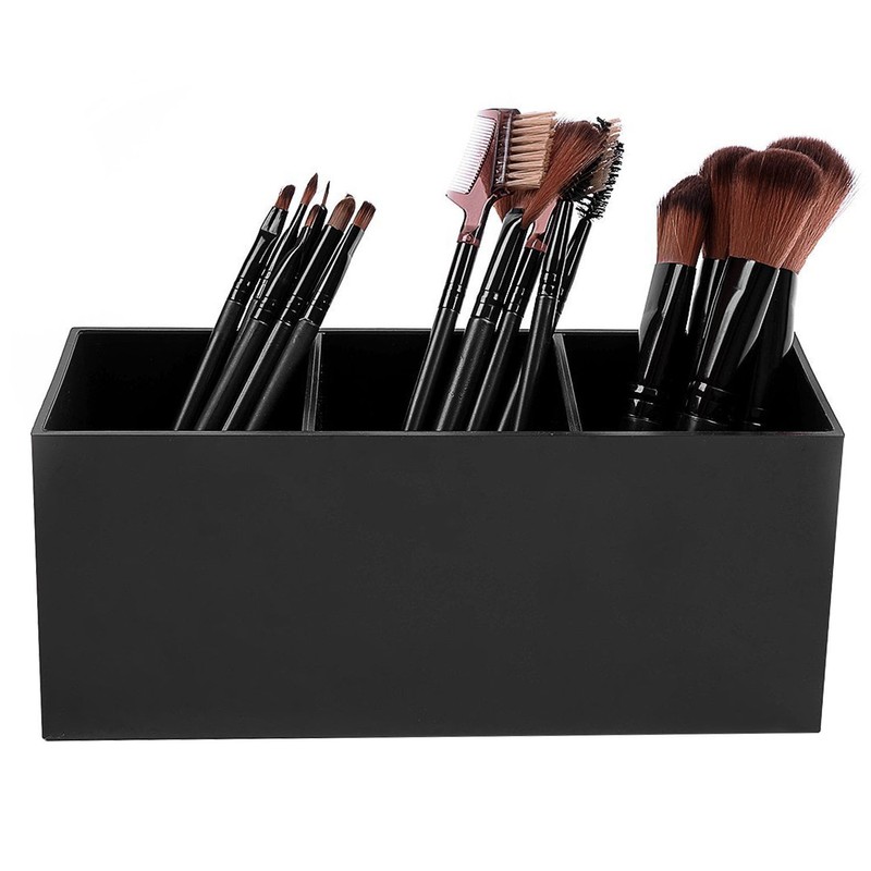 AUTOARK Makeup Brush Holder Organizer - 3 Slot Acrylic Cosmetics