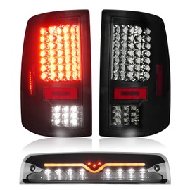 Cenfeild Tail Lights Assembly [LED Kit] + 3rd Third Brake Cargo Lamp Fit for Dodge RAM 1500 2500 3500 2013-2018 [Only Fit for Original LED version], Rear High Mount Stop Light & Taillights Set, 3 Pcs