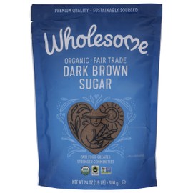 Wholesome Sweeteners 24-Ounce Organic Dark Brown Sugar, Fair Trade, Non GMO, Gluten Free & Vegan, Sugar for Baking and Glazing, 1 Pack