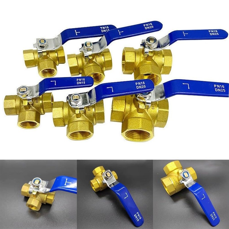 3 Way Ball Valve, DN15 1/5.1 cm Brass Female Thread